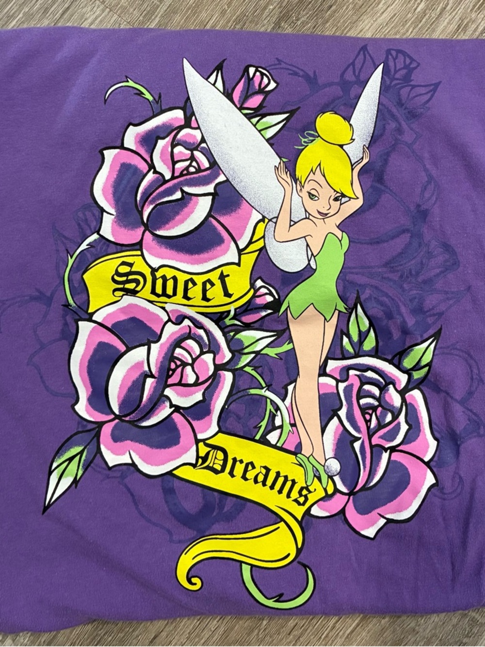 Disney Tinker Bell Purple Sweet Dreams Graphic Plus Size Pajama Top